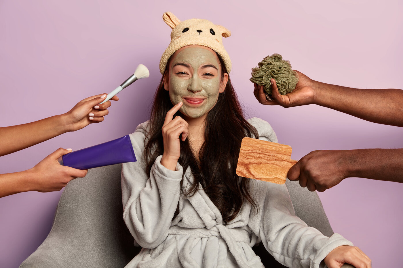 K-Beauty Feuchtigkeitsmaske – Frau asiatisch Routine Korean Hautpflege
