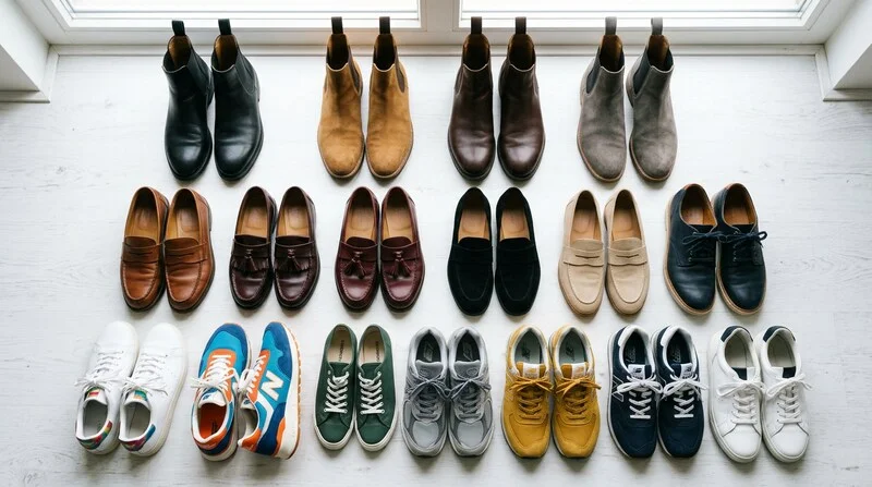 Sneaker Marken: Damen x Herren - Mode von Adidas, Nike & Puma sneaker-marken-damen-herren-flatlay-uebersicht-adidas-nike-puma-brands-hell-hintergrund