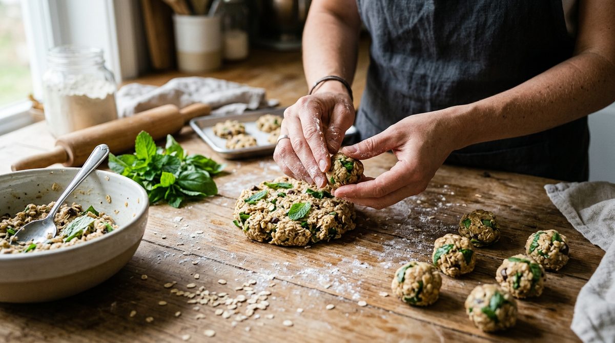 Cannabis Cookies — Teig formen auf der Küchentheke